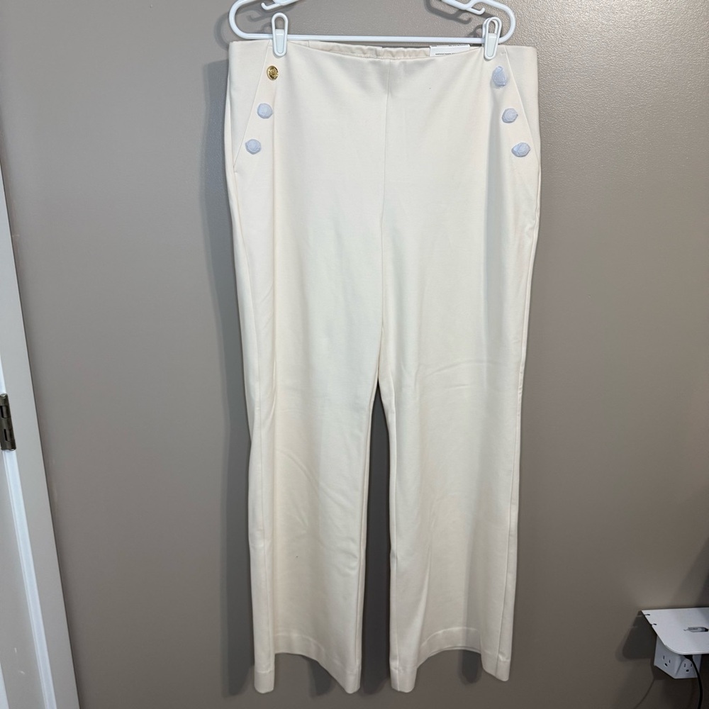 NWT Chico’s Cream So Slimming 180 Button Flare Pants Pull On‎ Stretch 3R(US 16R)